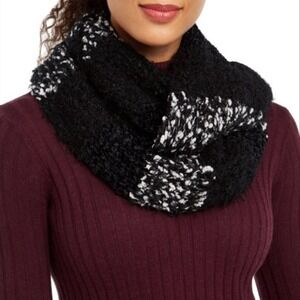 INC Women's Mixed Yarns Loop Scarf Marble Black